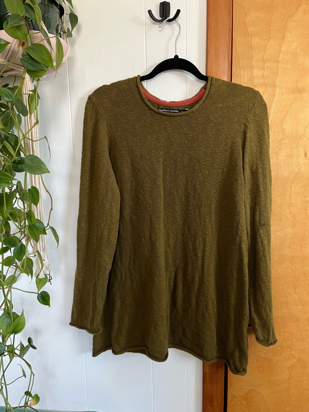 Gudrun Sjoden Olive Green Scoop Neck Sweater